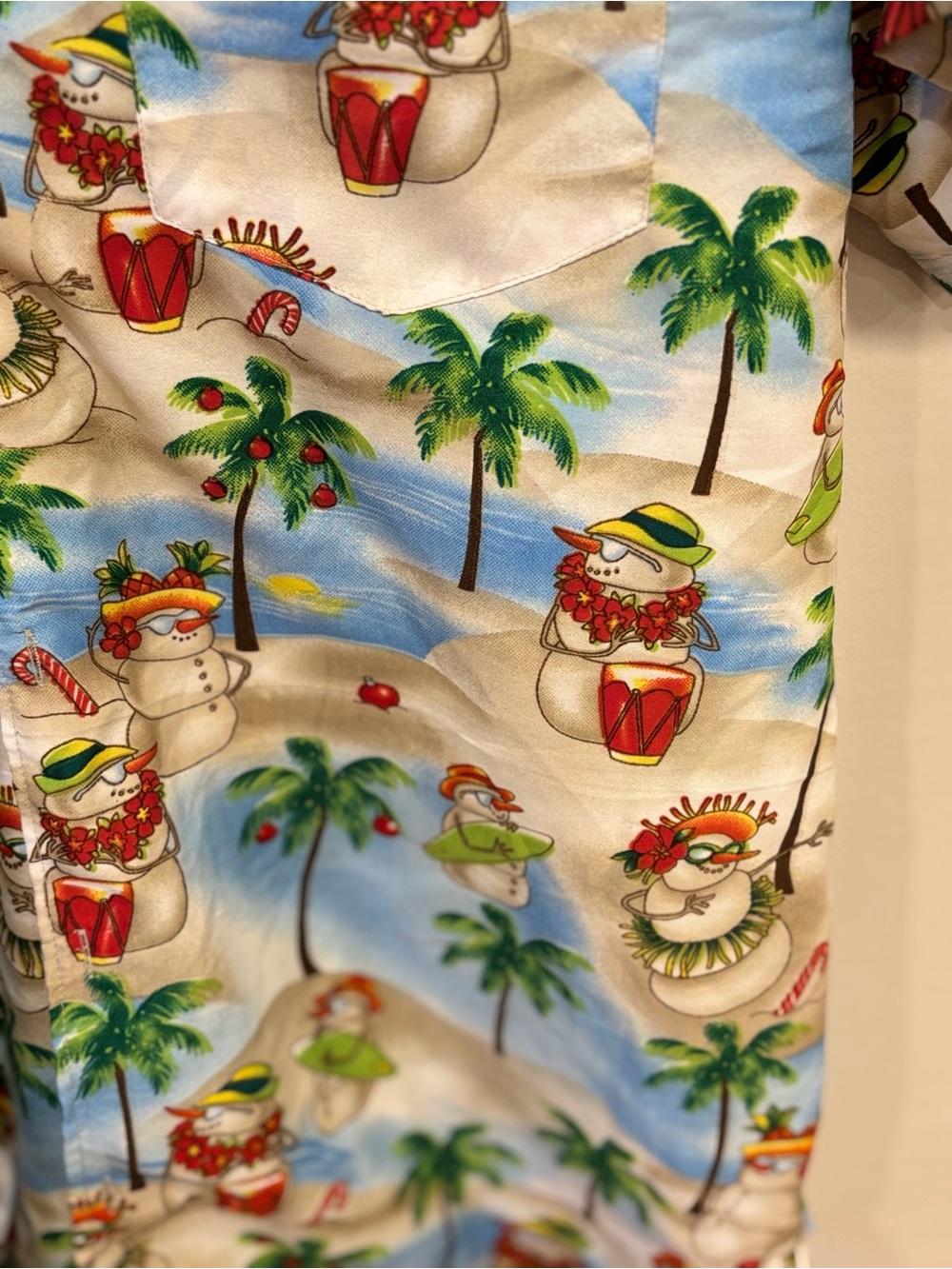 Waikiki Creations Christmas Santa Snowman Tropical Hawaiian Shirt Unisex Medium - Picture 4 of 8